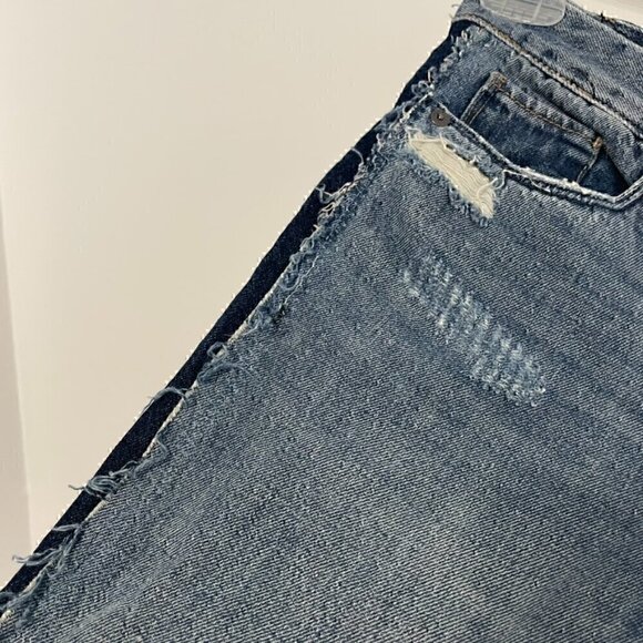 BLANK NYC BLANKNYC Patchwork Distressed Side Striped Crop Girlfriend Jeans Boho - Picture 7 of 14